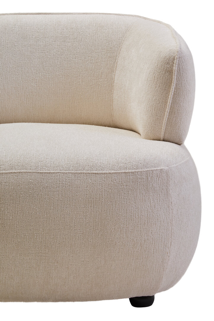 York Ivory Chenille Curved Chair