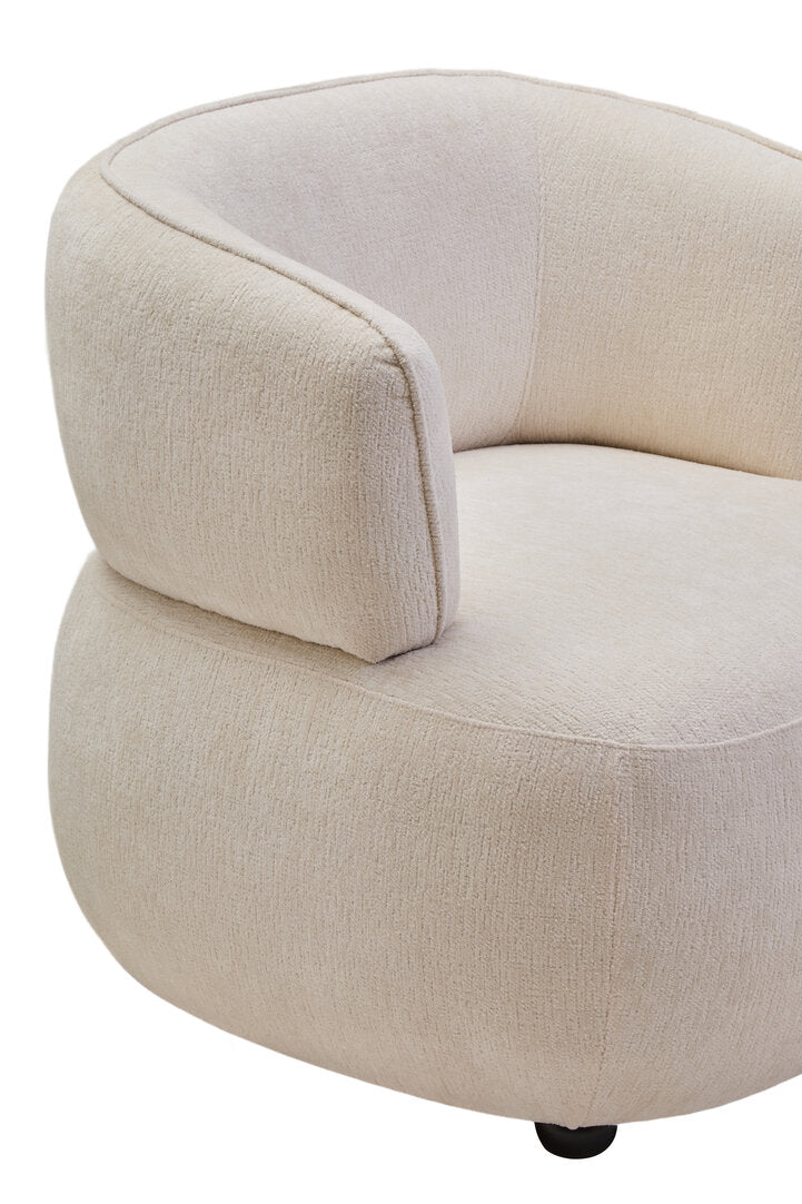 York Ivory Chenille Curved Chair