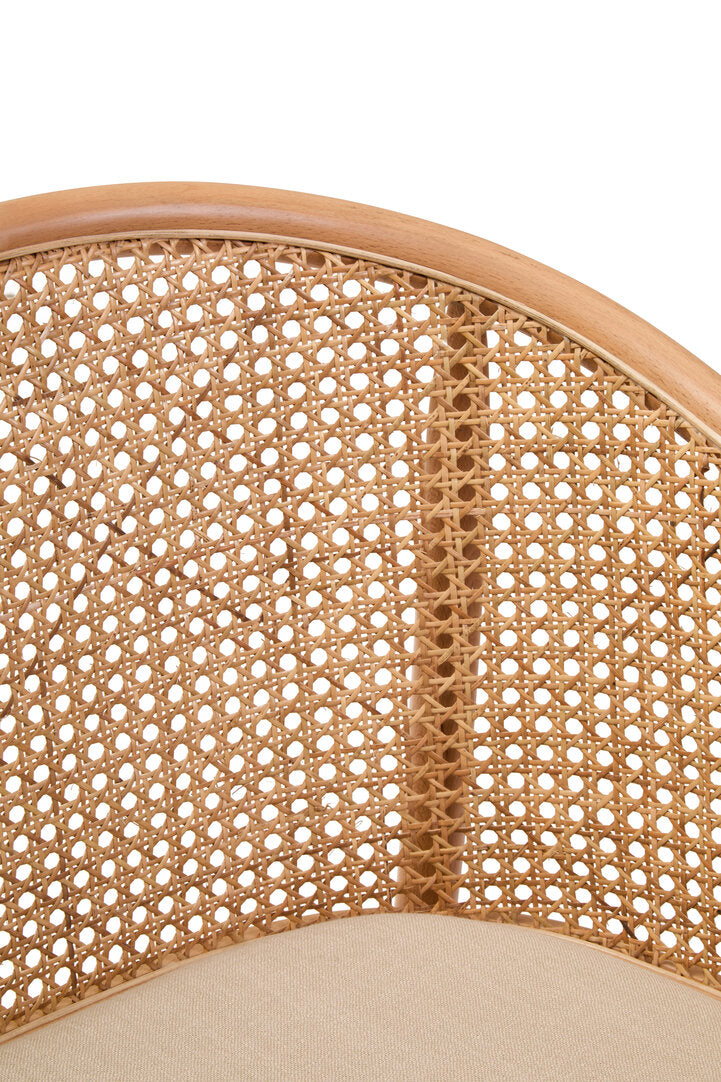 Stirling Natural Cane and Beech Wood Bench with Backrest