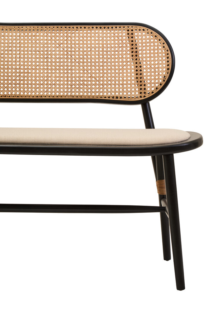 Stirling Natural Cane Bench with Black Elm Wood Frame