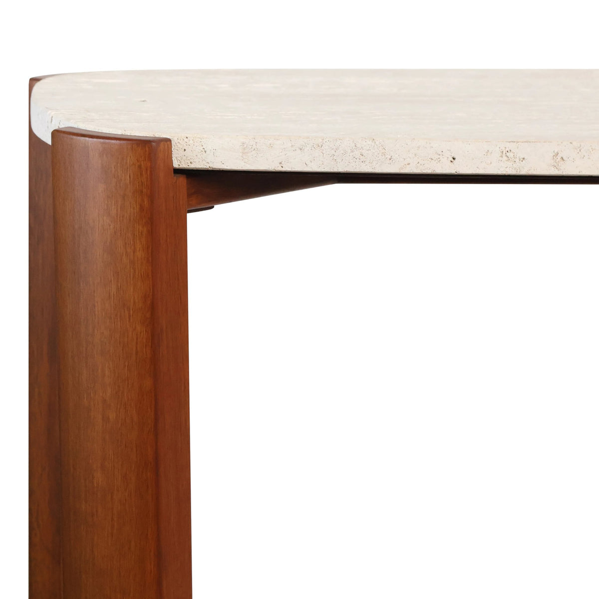 Yarm Travertine Top and Acacia Wood Console Table