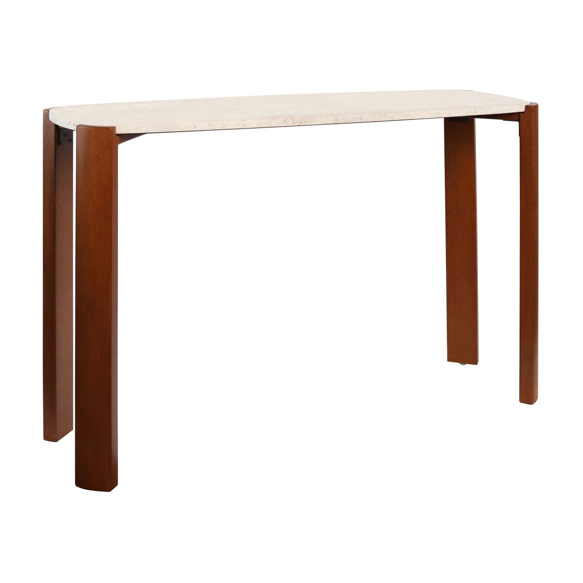 Yarm Travertine Top and Acacia Wood Console Table