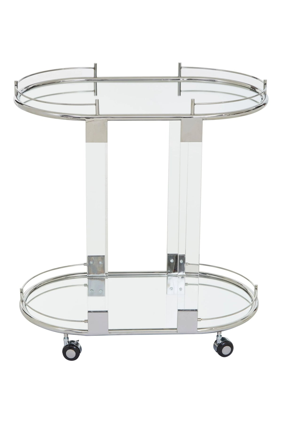 Amalfi Metal and Acrylic Frame 2 Tier Oval Drinks Trolley
