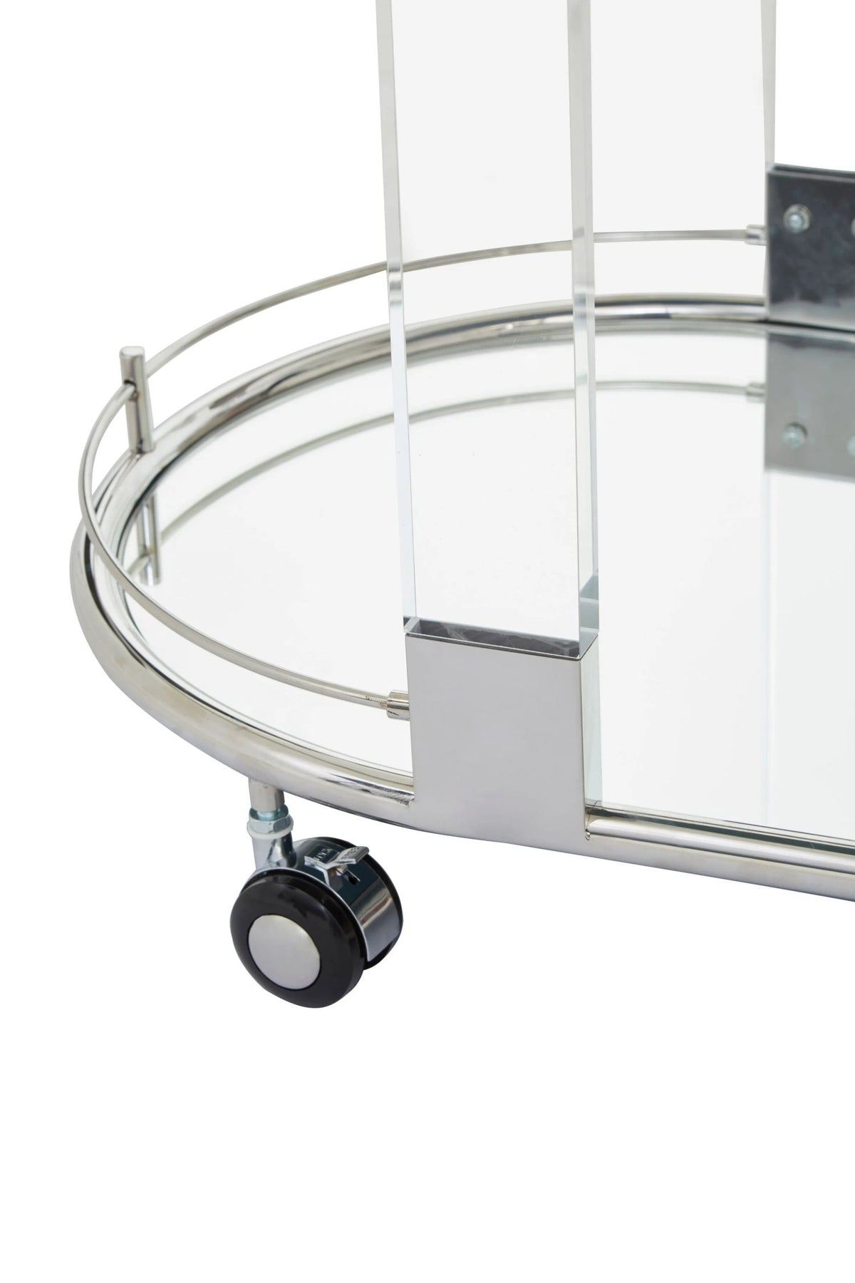 Amalfi Metal and Acrylic Frame 2 Tier Oval Drinks Trolley
