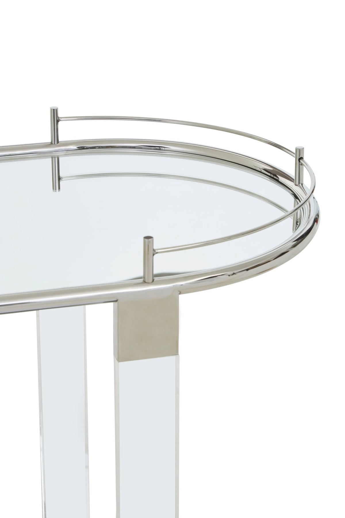Amalfi Metal and Acrylic Frame 2 Tier Oval Drinks Trolley