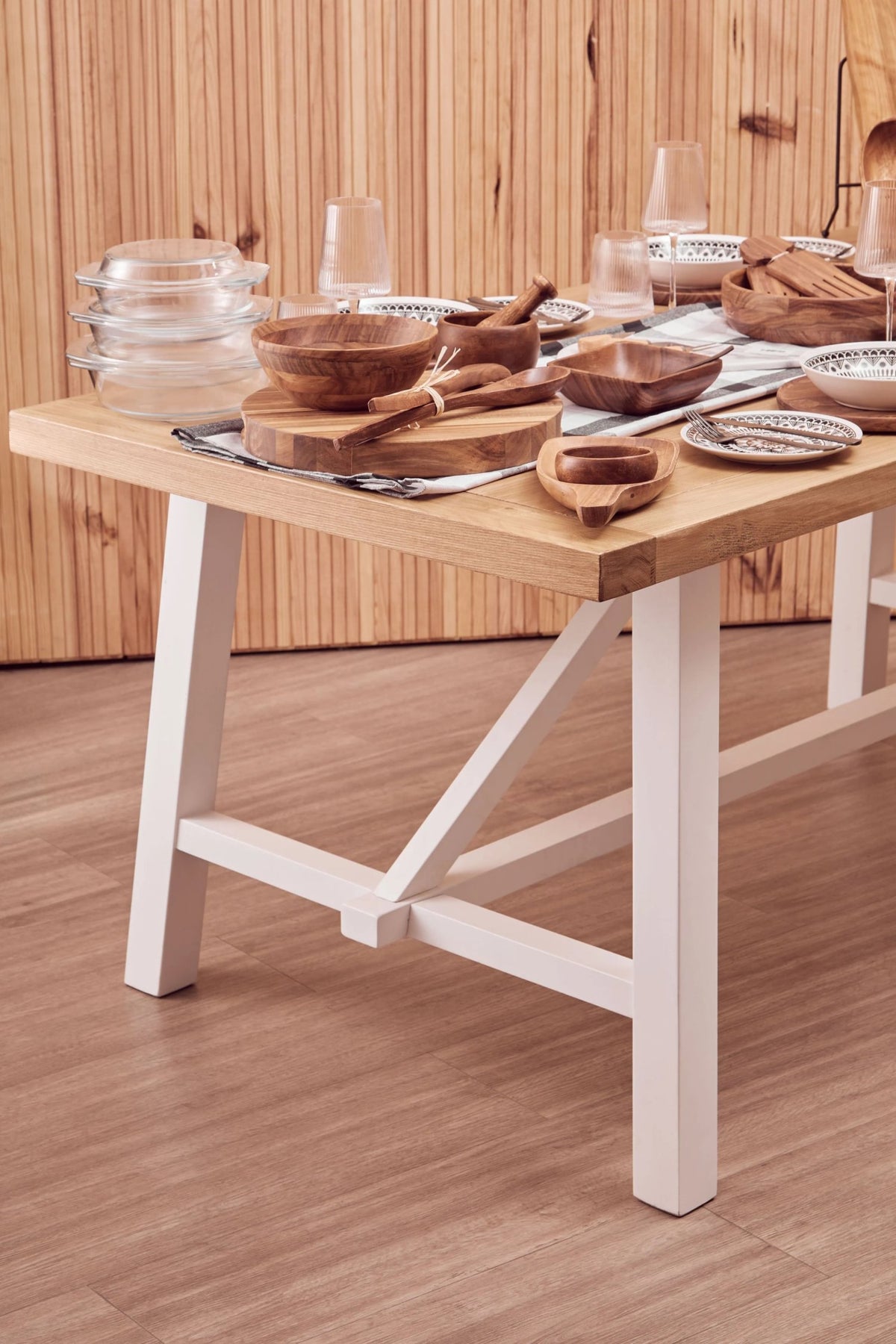 Brighton Natural Oak Wood Top Rectangular Dining Table
