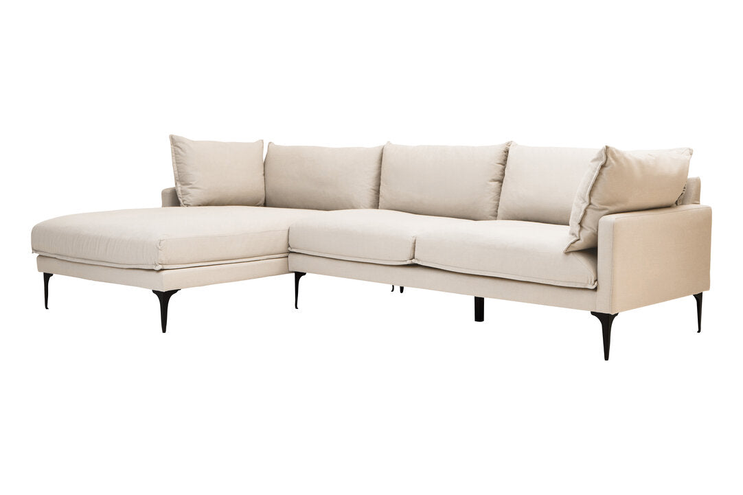 Savannah Cream Three Seat Left Chaise Sofa