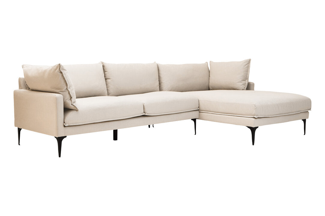 Savannah Cream Three Seat Right Chaise Sofa