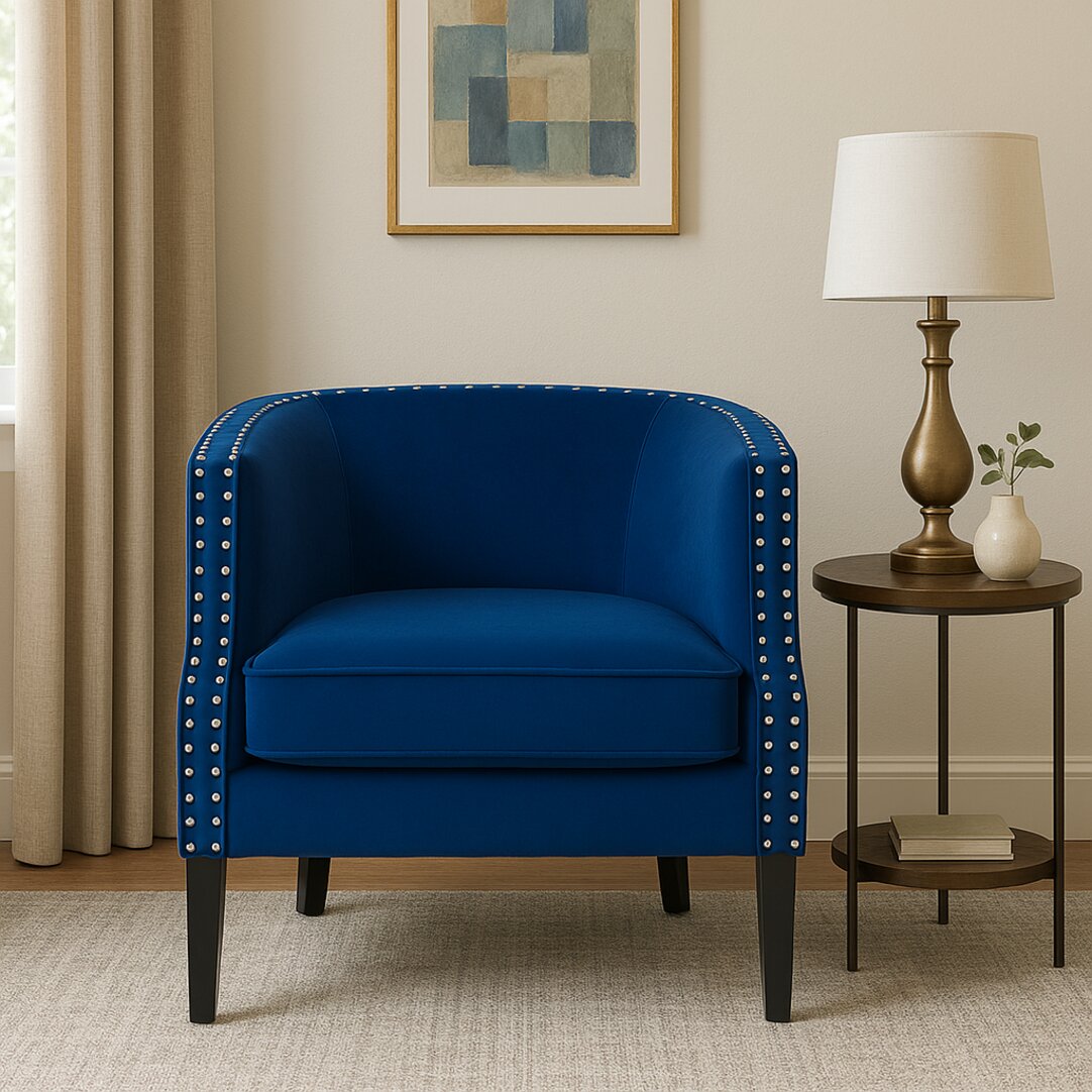 Savoy Blue Velvet Studded Chair