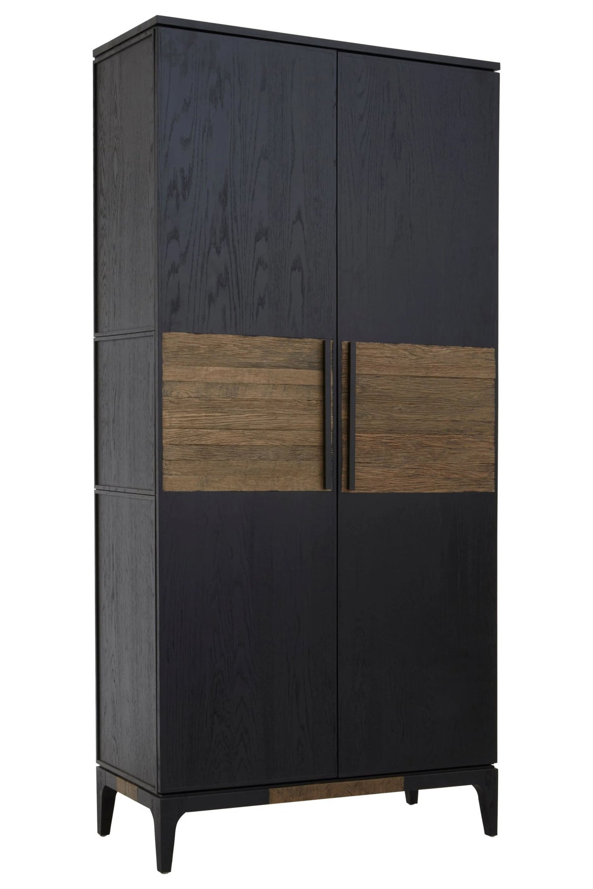 Kensington Black and Natural Oak Wood Tall Cabinet