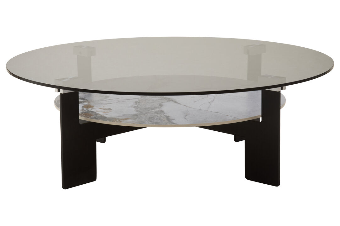 Aurora Round Grey Glass And Ceramic Large Coffee Table