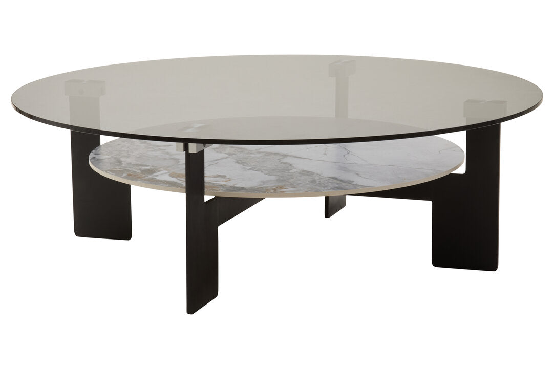 Aurora Round Grey Glass And Ceramic Large Coffee Table