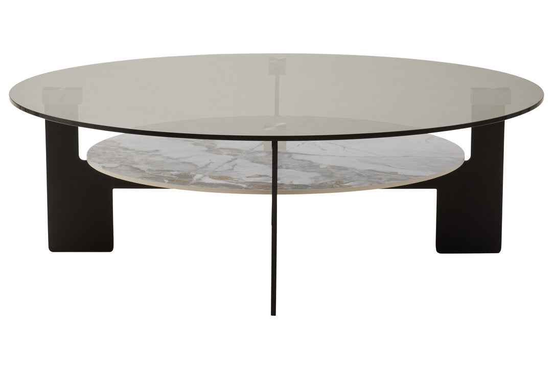 Aurora Round Grey Glass And Ceramic Large Coffee Table