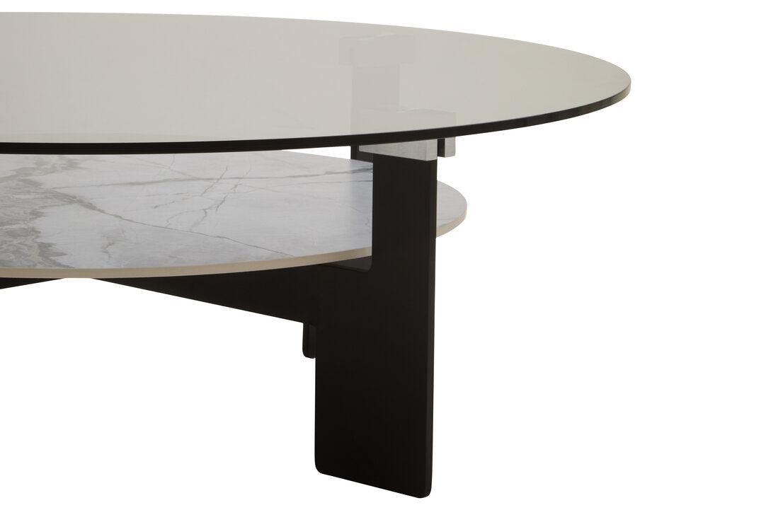 Aurora Round Grey Glass And Ceramic Large Coffee Table
