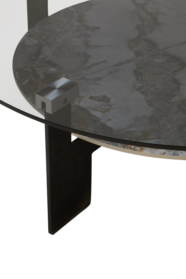 Aurora Round Grey Glass And Ceramic Large Coffee Table