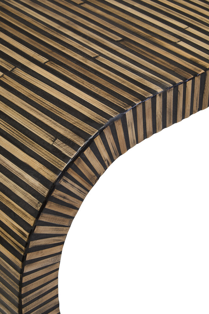 Milan Bamboo Inlay Curved Console Table