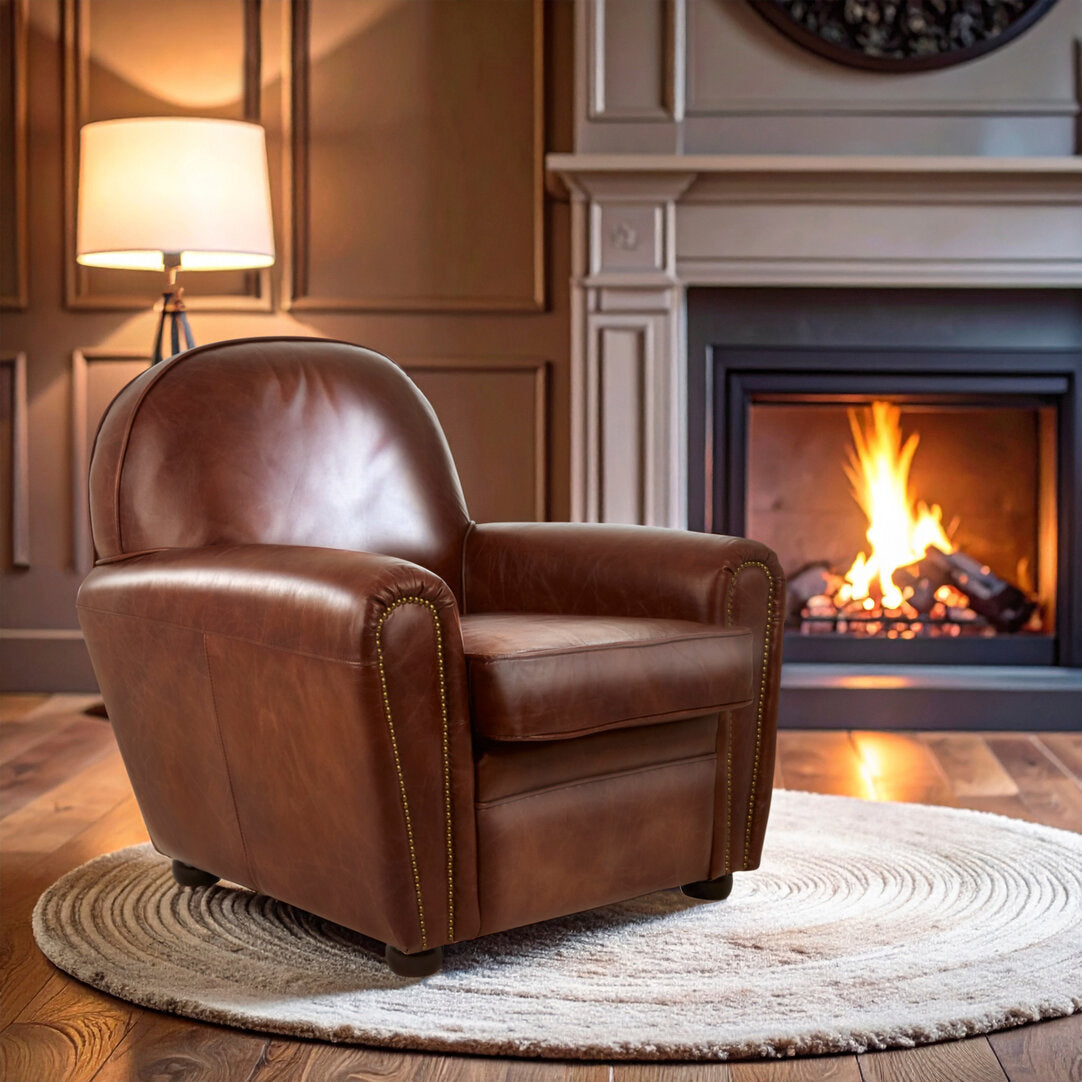 Verona Brown Leather Classic Armchair
