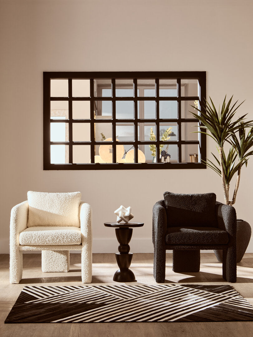 Oxford Boucle Curved Armchair Black