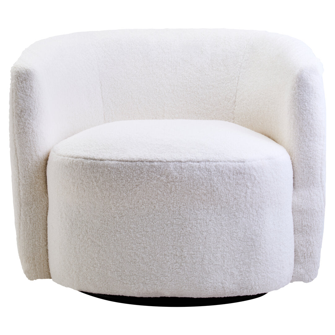Carlton Ivory Boucle Effect Curved Lounge Chair With Swivel Base