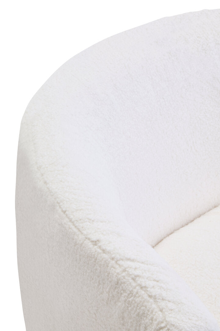 Carlton Ivory Boucle Effect Curved Lounge Chair With Swivel Base