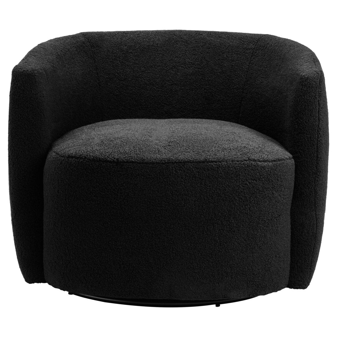 Carlton Black Boucle Effect Curved Lounge Chair With Swivel Base