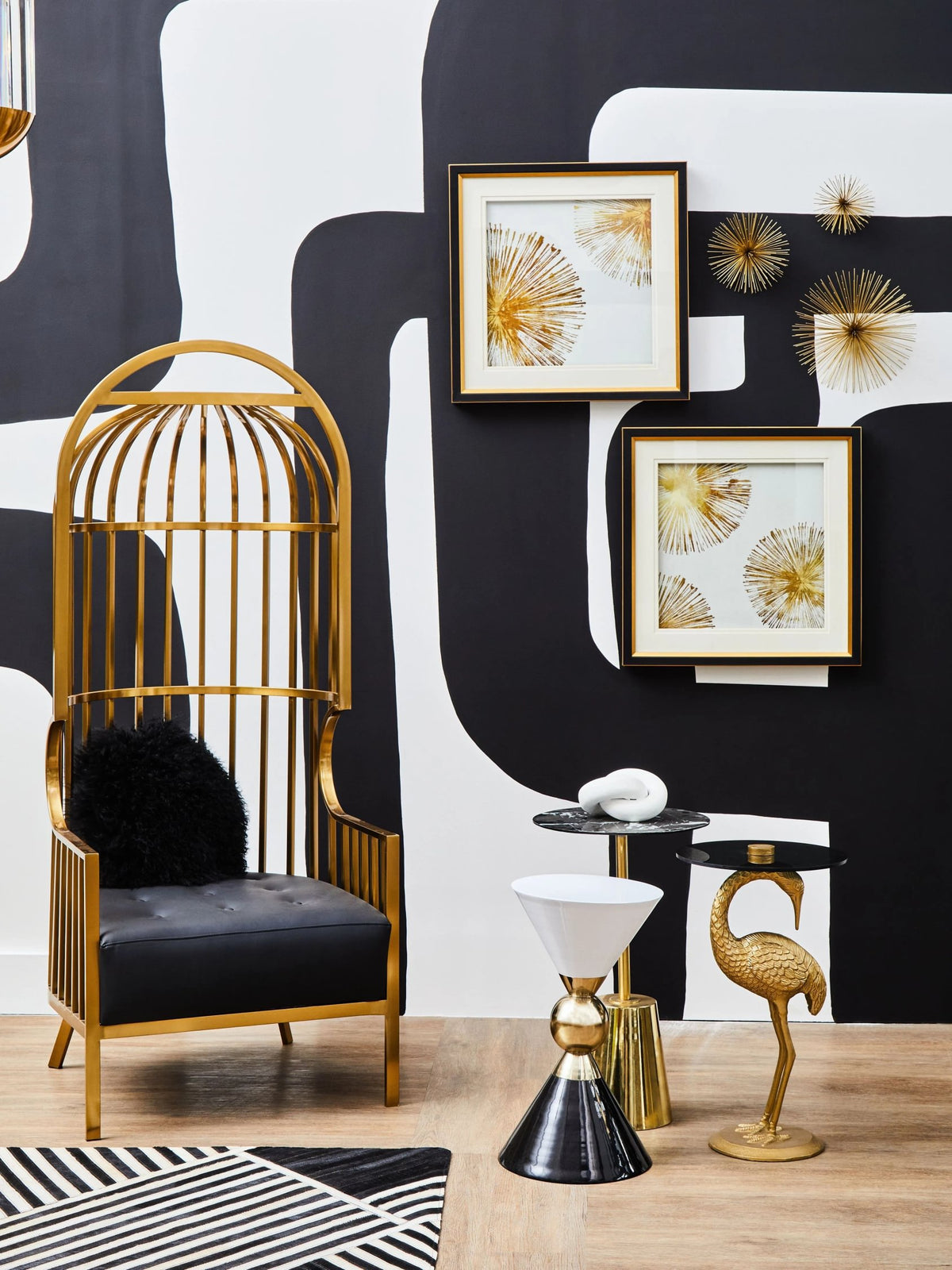 Notting Brushed Gold Dome Cage Chair
