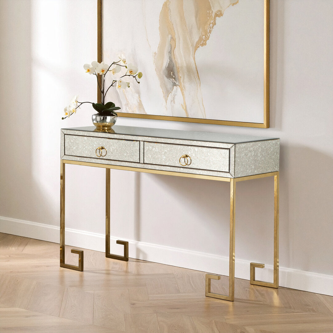 Sorrento Antique Mirror and Gold Console Table