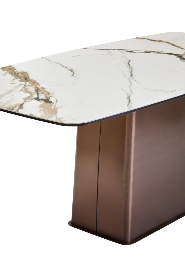 Aurora White Ceramic Marble Effect Rectangular Dining Table