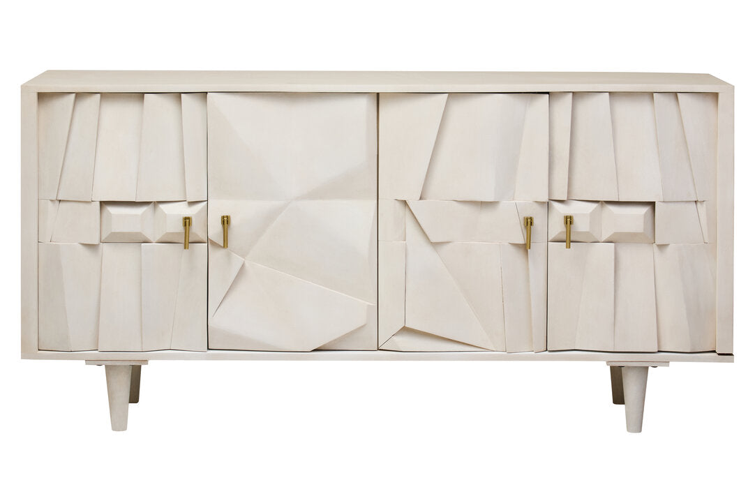 Windsor Four Door Whitewash Mango Wood Abstract Sideboard