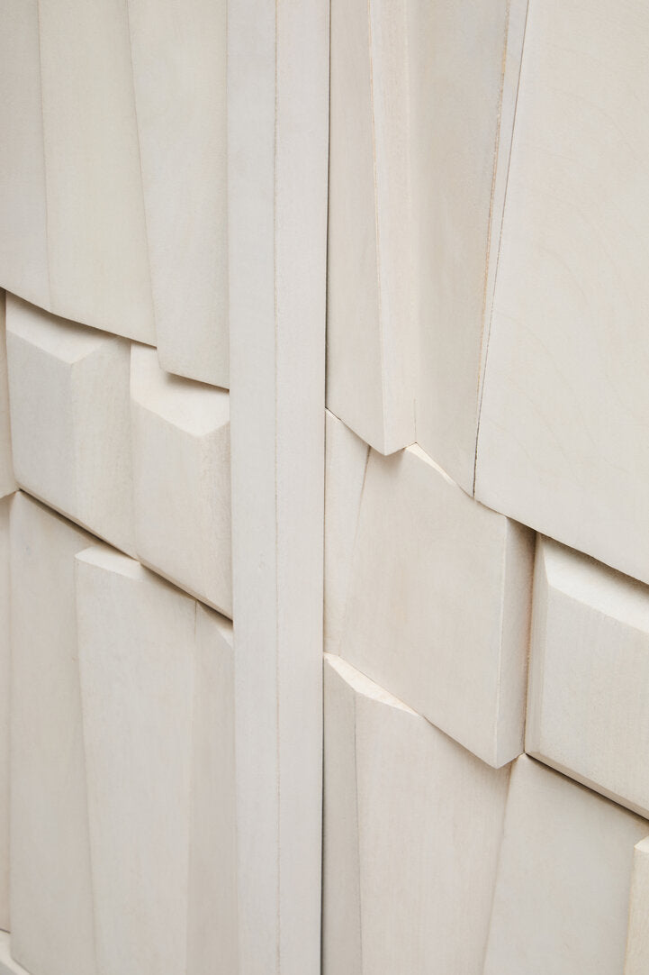 Porto Two Door Whitewash Mango Wood Abstract Cabinet