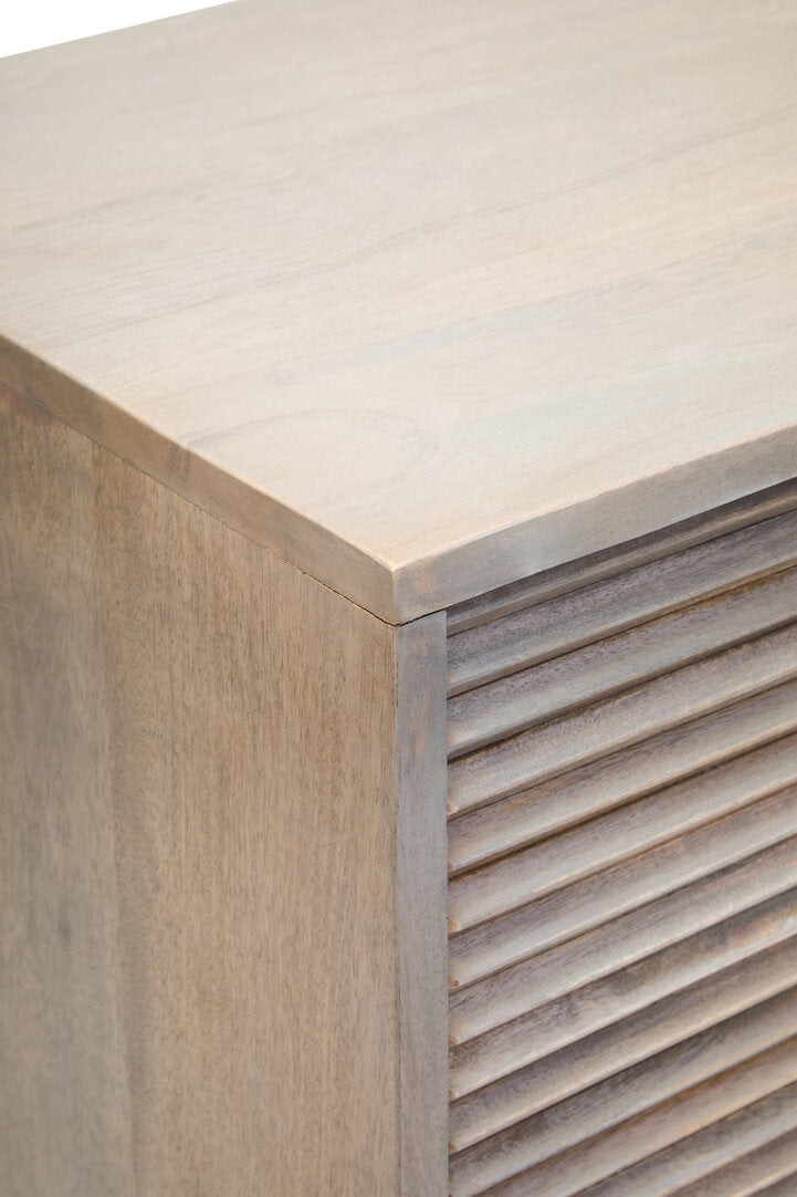 Hudson Two Door Greywash Carved Mango Wood Sideboard