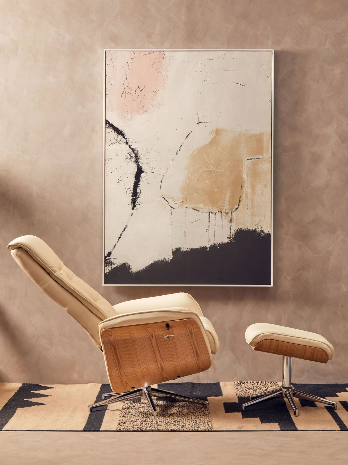 Tring Leather Effect Recliner and Footstool