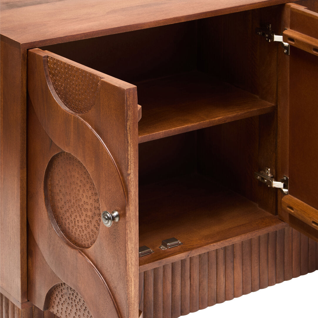 Soho Four Door Mango Wood Hammered Sideboard