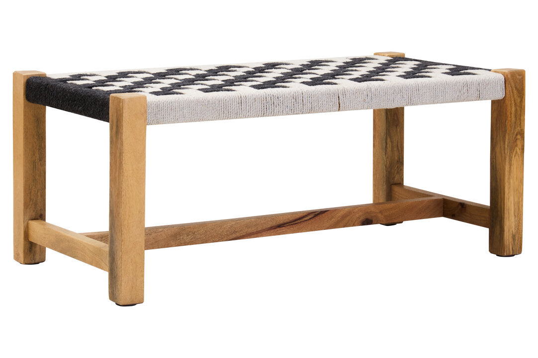 Hudson Black And White Jute Bench