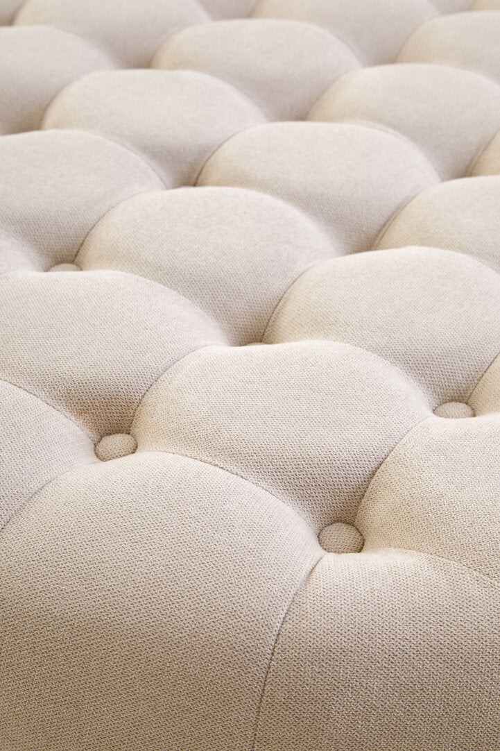 Chester Beige Velvet Round Tufted Footstool