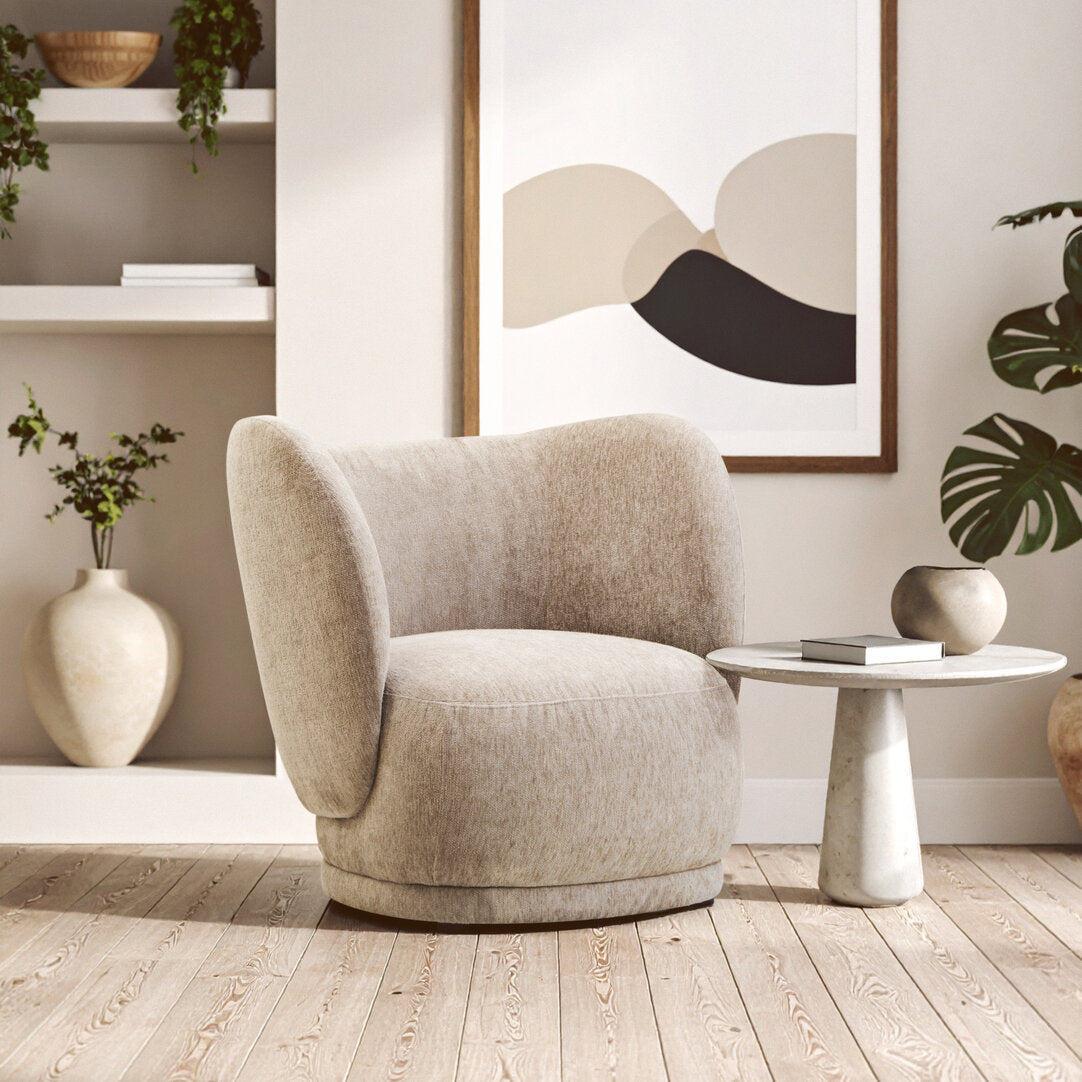 Harrogate Deep Stone Chenille Curved Chair