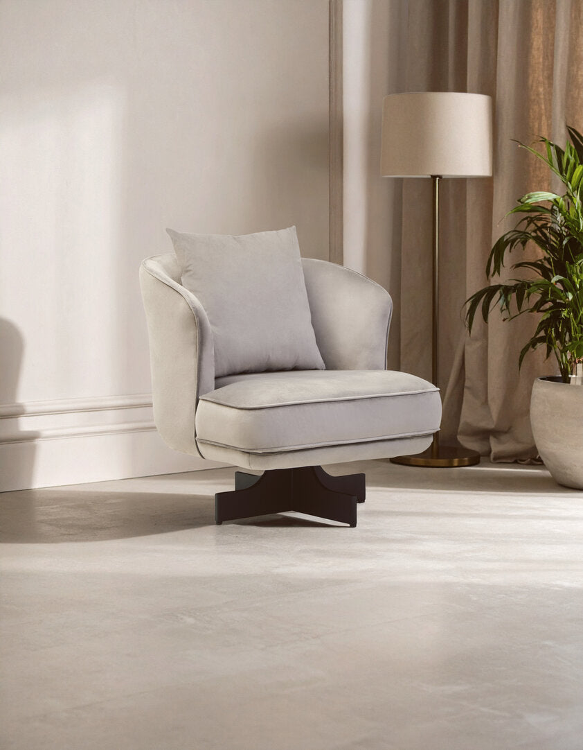 Harrogate Grey Velvet Swivel Chair