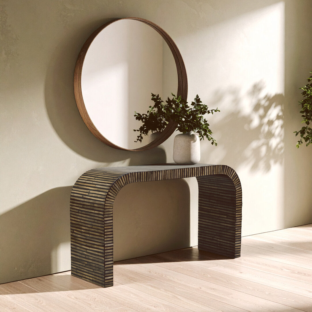 Milan Bamboo Inlay Curved Console Table