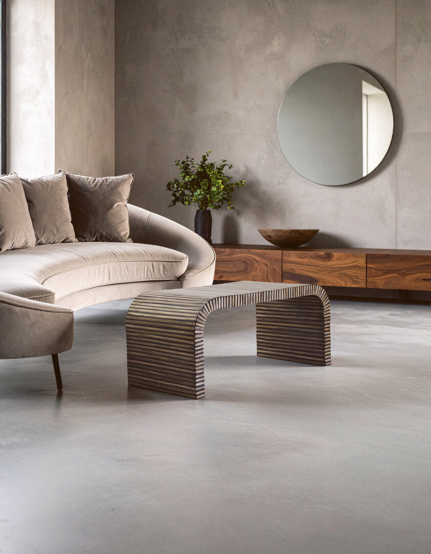 Milan Bamboo Inlay Curved Coffee Table