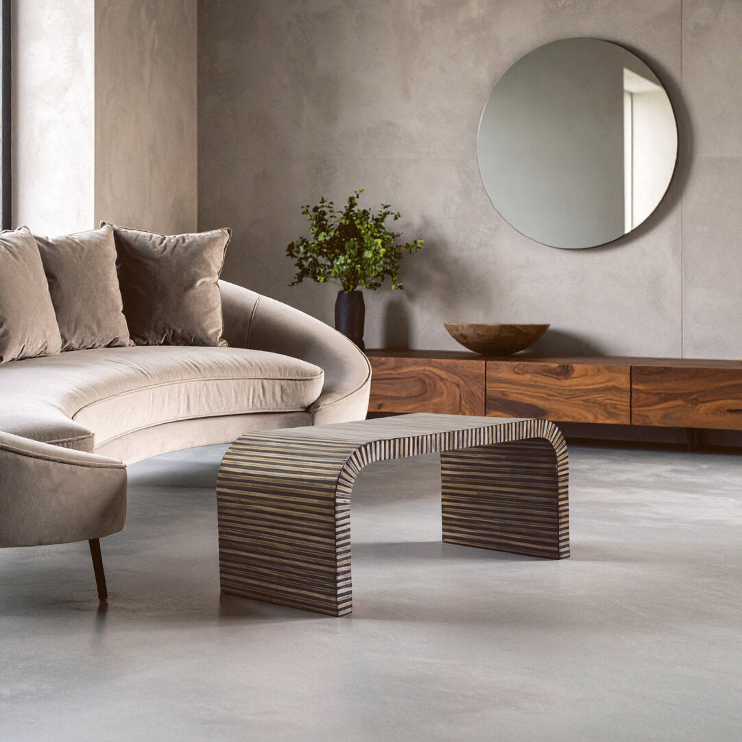 Milan Bamboo Inlay Curved Coffee Table