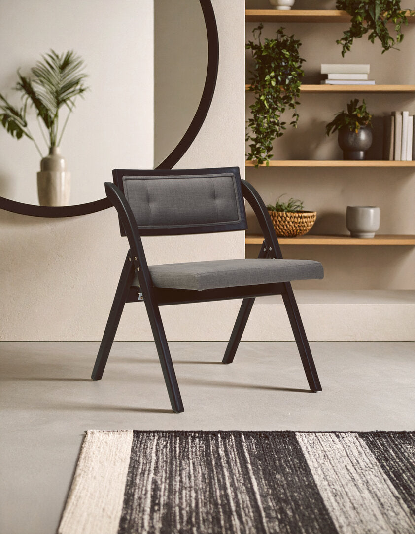 Stirling Grey and Black Elm Wood Folding Chair