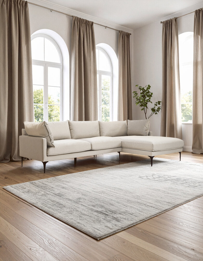 Savannah Cream Three Seat Right Chaise Sofa