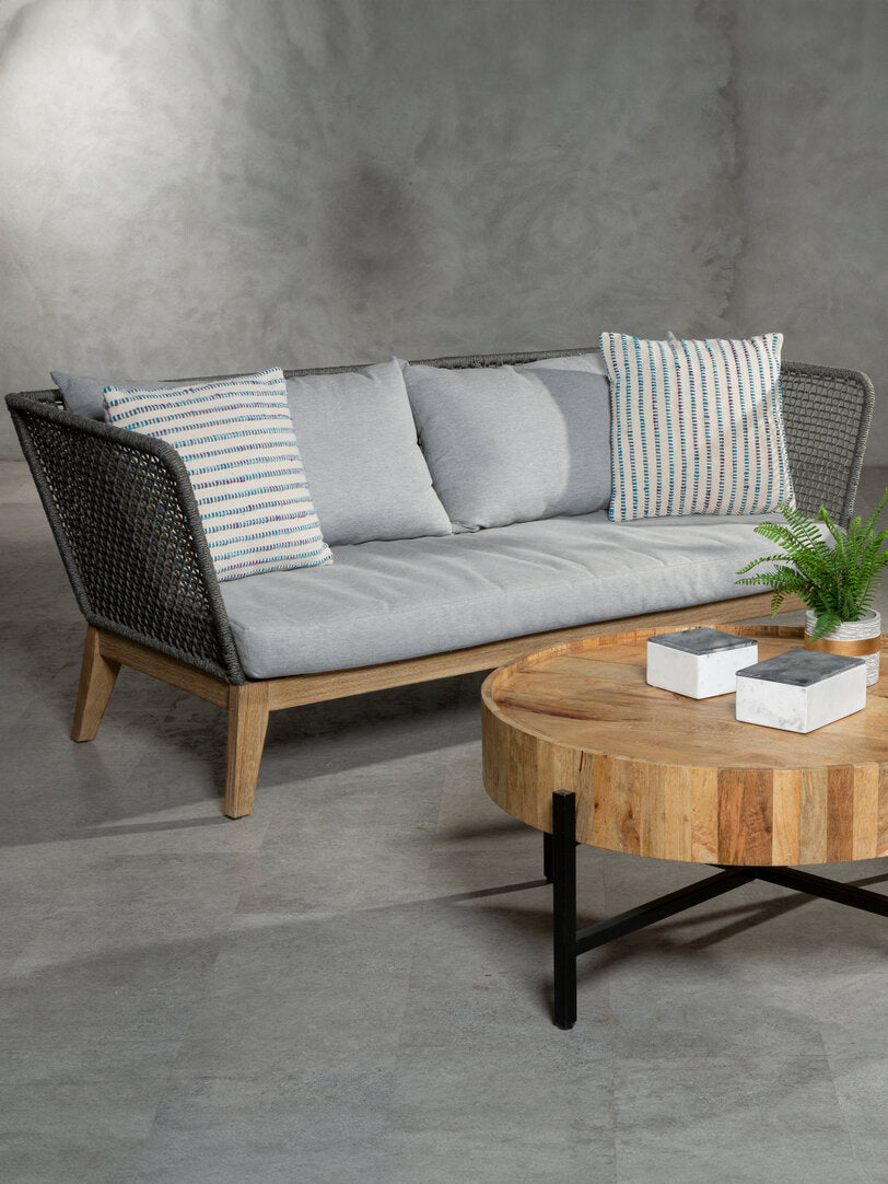 Bristol 3 Seat Grey Sofa with Wooden Legs