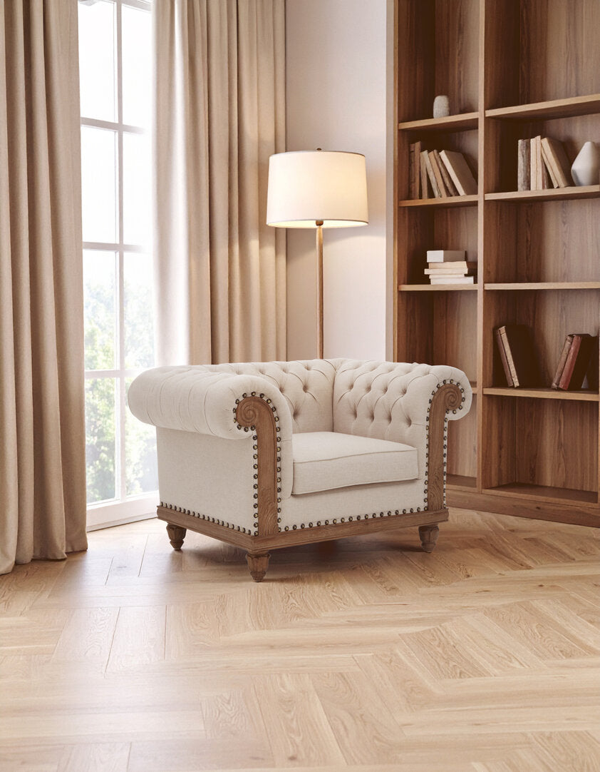 Savannah Chesterfield Cream Armchair