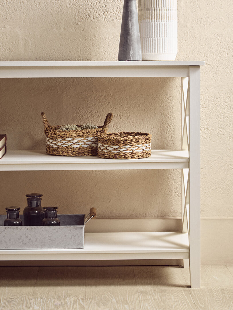 Savoy Three Shelf Large Ivory Bookcase