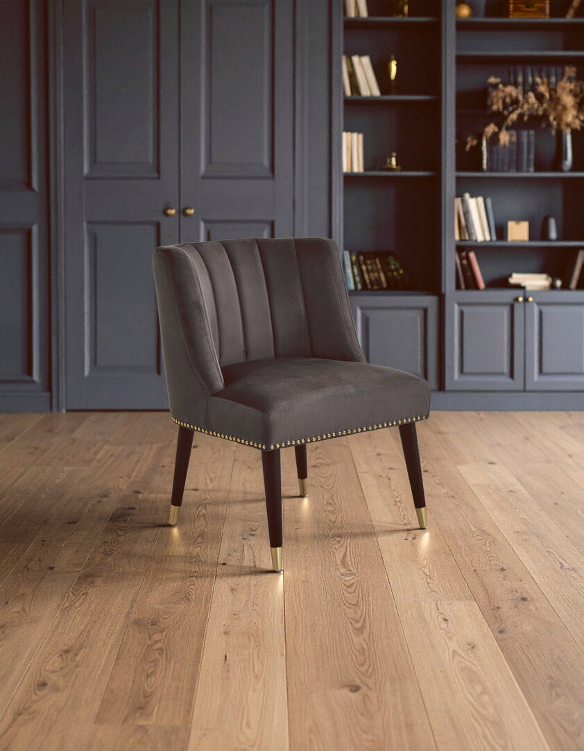 Lisbon Grey Velvet Chair With Black Legs