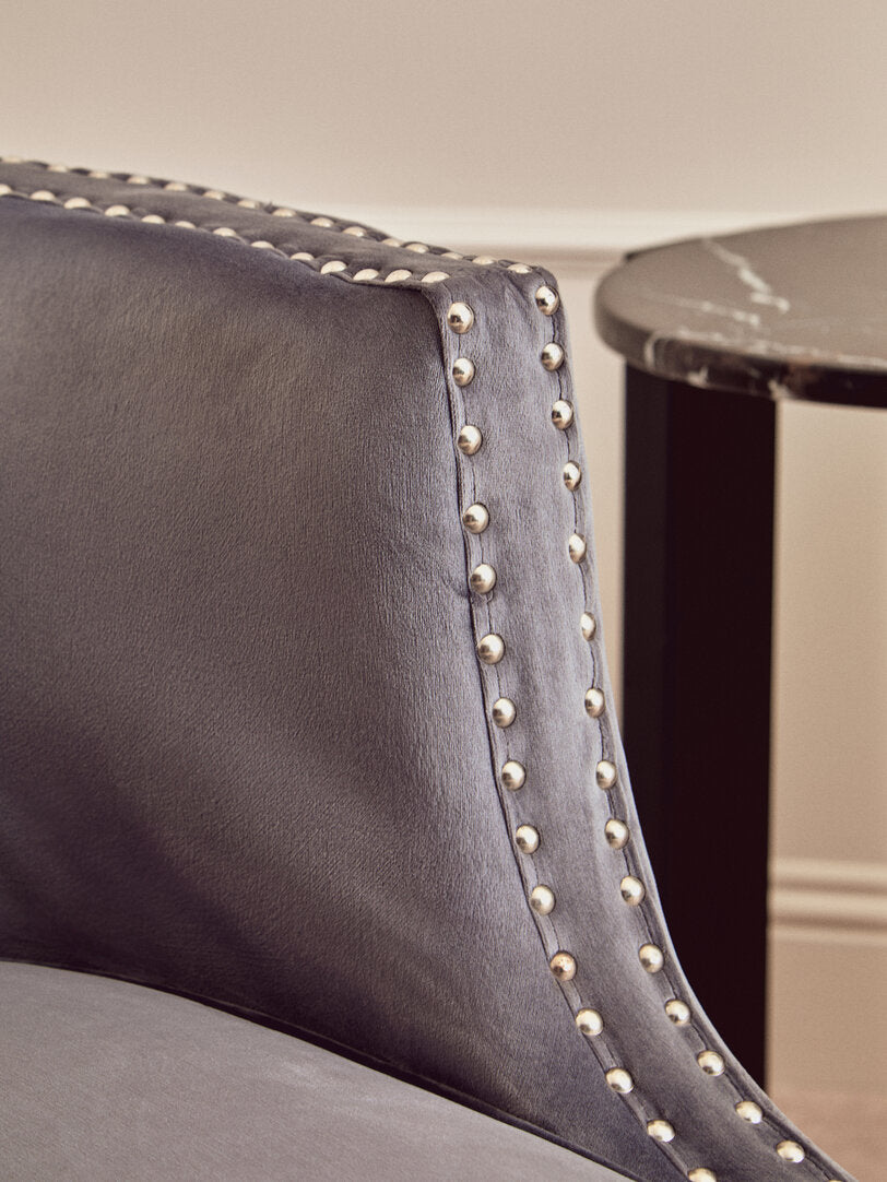 Savoy Grey Velvet Studded Chair