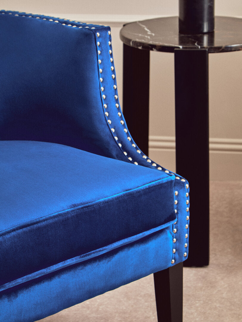 Savoy Blue Velvet Studded Chair