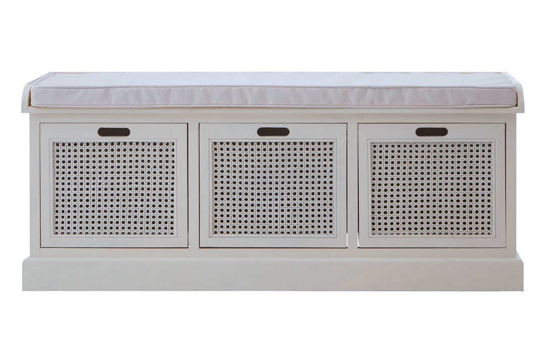 Savoy Three Drawer Storage Bench Cushion Antique White