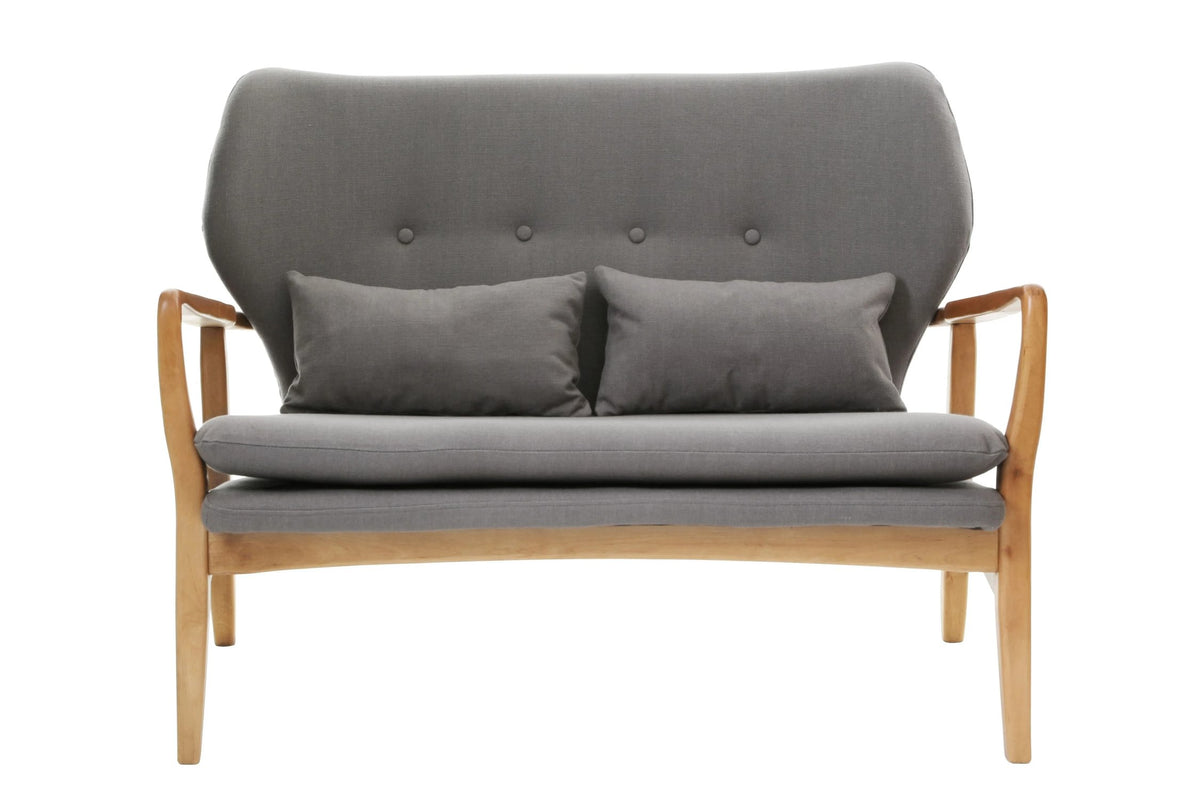 Richmond 2 Seat Grey Sofa with Birchwood Frame